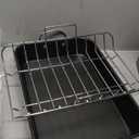 KITESSENSU Nonstick Roasting Pan with Rack 15 x 11 inch - Turkey Roaster Pan for Ovens - Wider Handles & Heavy Duty Construction, Gray