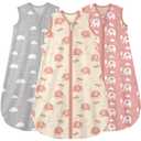 Yoofoss Baby Sleep Sack 6-12 Months Wearable Blanket for Babies 100% Organic Cotton 2-Way Zipper TOG 0.5 Toddler Sleeping Sack 3 Pack, Comfy Lightweight Sleep Sacks (Medium, Apricot&pink&elephant)
