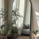 Full Length Mirror with Stand, 58"x18" Arched Full Body Mirror, Large Stand Up Aluminum Frame Floor Freestanding Hanging Leaning Mounted for Bedroom Living Room Entryway Black