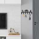 Myartte Zinc Alloy Key Organizer Rack with Screws and Stickers - Wall Decorative Key Hooks for Entryway, Kitchen, Bedroom (Family key holder black)