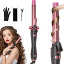 Rotating Curling Iron 1 Inch, Automatic Extra-Long Barrel Curling Iron with 30s Fast Heating for Beginners Long Hair Lasting Waves, Adjustable Temperature, Universal Voltage for Travel, Rose Gold