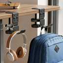 Heavy Duty Desk Hook Clamp(1 PCS), 360 Rotating Backpack Hanger with Height Adjustment, No Drill Headphone Holder, Purse Hook for Table, Bag Hanger, Gifts for Gamers, Office Desk Gaming Accessories