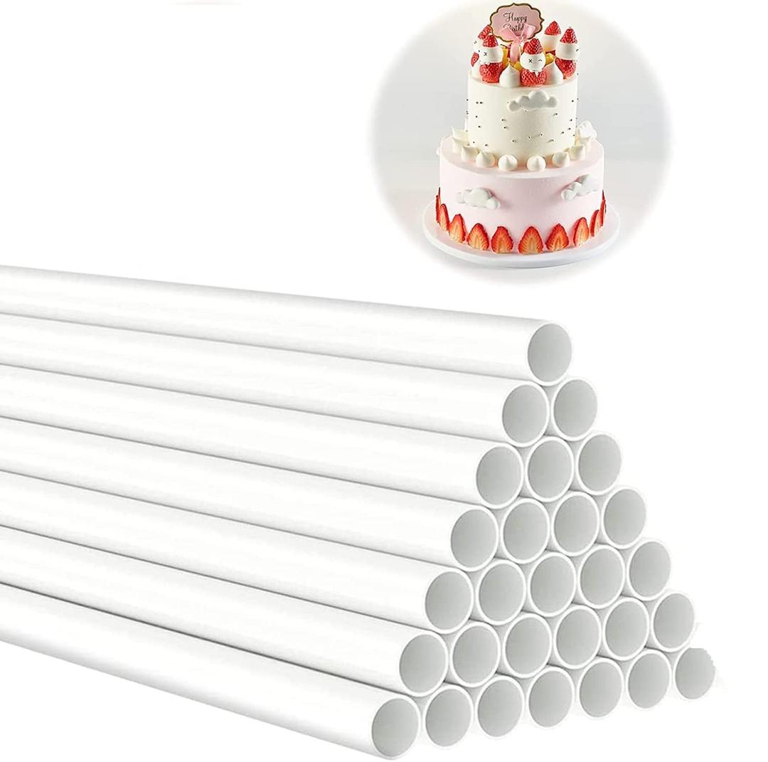DaTpuik 25PCS 12 Inch White Plastic Cake Dowel Rods for Tiered Cake Construction and Stacking