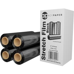 18" Black Stretch Wrap - 1500 Feet, 4 Rolls/Box, 80 Gauge | Durable Industrial Pallet Wrap for Moving, Packing, and Storage by ACYPAPER