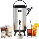 Commercial Electric Beverage Dispenser 2 Gallon with Foldable Stand, Silver | 86-230°F Adjustable Heat With Real-Time Display. Three-Layer Insulation and Stainless Steel Faucet
