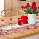 2 x Flower Love Rose Valentine’s Day Table Runner, Heart Polka Dot Happy Valentine Table Decoration for Dinning Kitchen Holiday Party Home Decor 13x90 Inch