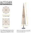 ULTCOVER Patio Parasol 600D Waterproof Outdoor Market Umbrella Cover - Fits Market Umbrella 7-10 Feet