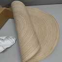 SHACOS Round Placemats Set of 6 Cotton Polyester Braided Place Mats 15 inch Heat Resistant Washable Table Mats for Kitchen Dining Party Natural Table Decor (Beige, 6)