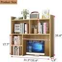 Desk Hutch for Dorm,Wooden Desktop Bookshelf with Storage Display Rack,Freestanding Bookcase for Computer Desk,Desk Top Organizer Shelf for Home Office (White, 31.5″W×7.9″D×35.4″H)