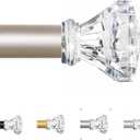 TVWOO Champagne Gold Decorative Crystal Curtain Rods 66 to 120 Inch:Heavy Duty Adjustable Window Curtains Rods for Living Room Bedroom,Modern Girly Acrylic Drapery Rod with Clear Bling Diamond Finial