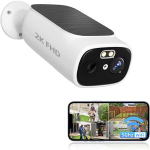 HG Cam 2.4/5G Solar Security Cameras Wireless Outdoor, 5MP WiFi Surveillance Outdoor Cameras for Home Security with AI Motion Detection & Siren,Color Night Vision, 2-Way Talk, IP66 Waterproof