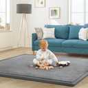 Baby Play Mat for Floor Nursery Rug Muscle Mat Area Rug Playroom Rug 79"x138" Playpen Mat Memory Foam 1.3" Thick Crawling Mat for Babies,Toddlers, Infants, Kids,Grey