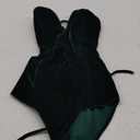 Passec Women Sexy Velvet Strapless Bodysuit Jumpsuit Sweetheart Deep V Neck Cross Back Vintage Bodycon Leotard Bustier Top S