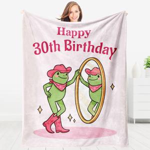AceThrills 30Th Birthday Gifts for Women, 30Th Birthday Decorations for Her, 30 Year Old Bday Gifts for Women, Daughter, Friend, Sister, Girlfriend, Wife, Thirty Birthday Frogs Blankets 50'' x 60''