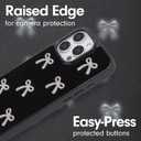 2 x Crossbody Case for iPhone 16 Pro Max - Black with Stylish Silver Detachable Chain - Silver Bows