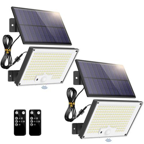 Gusicil Solar Lights for Outside, 172LED 3Modes Split Motion Sensor Outdoor Lights with Remote Control, Solar Lights Outdoor Waterproof IP65, Outdoor Solar Lights for Yard,Patio,Garden,Garage, 2 Pack