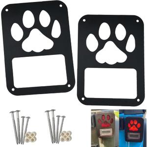 2Pack Rear Tail Light Covers Guards Compatible with 2007-2018 Jeep Wrangler JL JK Accessories,Light Guard(Dog Paw)