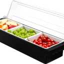Ice Chilled Serving Tray Condiment Pots 3 Compartment Condiment Server Caddy (3 Compartments)