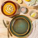 GBHOME Stoneware Dinnerware Sets for 4,12 Piece Rustic Plates and Bowls Set