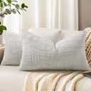 decorUhome Light Grey Chenille Throw Pillow Covers 12x20 Set of 2 Thick Textured Slubby Couch Pillow Covers Farmhouse Accent Modern Neutral Decorative Pillow Cases for Bed Sofa Living Room
