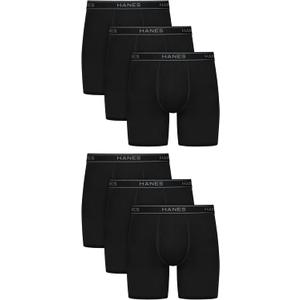 Hanes Men's Underwear Boxer Brief Pack, Performance Stretch Underwear, Moisture-wicking Boxer Briefs for Men, 6-pack (Black, M)