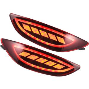 Motoforti Rear Bumper Reflector LED Fog Brake Tail Turn Signal Light Red Yellow for Hyundai Accent 2012-2017 Plastic Red Lens (Set of 2) Long-Lasting