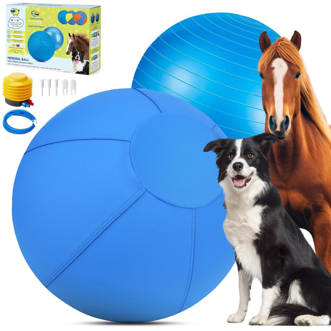 Herding Ball for Dogs and Horses, 18" Jolly Ball for Dogs, Dog Herding Balls for Australian Shepherd Collie,Herding Ball Durable Bite-Resistant with Reinforced Stitching, Medium Dog Toys Gifts - Blue