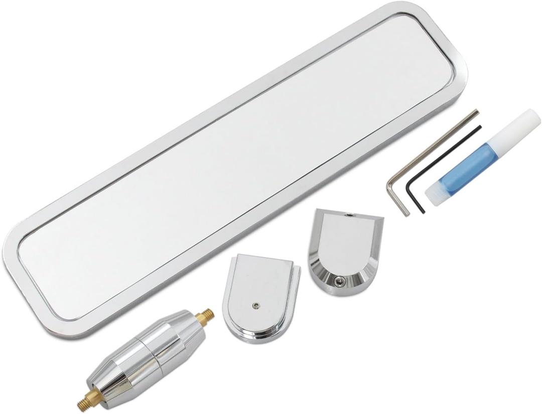 QGHAUC Pivot Ball Milled Aluminum Polished Adjustable Interior Mirror