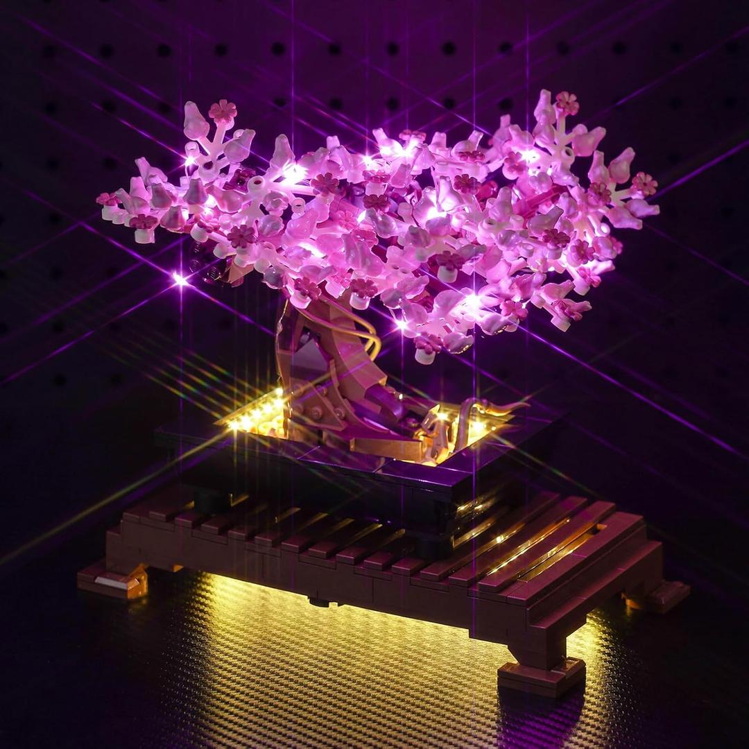 Upgraded Led Light Kit Compatible with Lego Bonsai Tree, Features Cherry Blossom Flowers Building Set, Lights Decoration Compatible with Lego 10281 (Model Not Included)