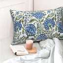 2 x Boho Navy Blue Pillow Covers 12x20 Inch 2 Pcs Sage Green Vintage Floral Decor Throw Pillows Spring Flower Summer Outdoor Farmhouse Decoration Pillowcase Cushion Cover for Couch Sofa Bed