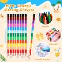 24 Set Summer Mini Coloring Books Bulk with 24 Set Stacking Crayons Beach Pool Favors Activity Books Bulk for Summer Party End of Year Gifts Birthday Goodie Bags Stuffers