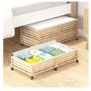 Bamboo Under Bed Storage Containers- Underbed Organizer with Wheels with Large Capacity Dust Bag,Sturdy Wood Rolling Under Bed Shoe Storage Organizer 2 Packs (Nature, 2 Packs (33.07"×16.54"))