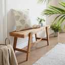 HOKYHOKY Farmhouse Solid Wood Entryway Bench 43.4 Inches Rustic Long Bench, Dining Bench with Angled Legs, Hand-Finished Natural Grain, for Foyer, Hallway, Bedroom