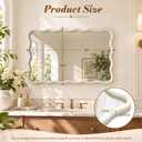 Wavy Mirror for Wall, White Squiggly Mirror with Solid Wood Frame, Modern Decorative Wall Mirror Vanity Mirror for Bathroom Bedroom Living Room Dining Room Entryway