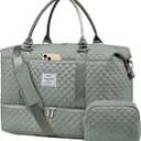 LOVEVOOK Travel Duffle Bag,Weekender Bags for Women with Shoe CompartmentCarry on Overnight Bag with Toiletry Bag,Gym Duffel Bag with Wet Pocket, Hospital Bags for Labor and Delivery (Large-2 Pcs, Dark Gray Green-d)