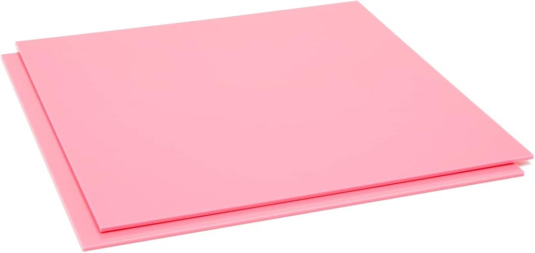 Okuna Outpost Pink Opaque Cast Acrylic Sheet - 2-Pack 11.75x11.75 in 1/8-Inch - Pink Laser Acrylic for Cutting & Crafts