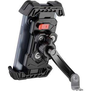 Motorcycle Phone Mount Holder 2025 [Dual Vibration Dampener] - Phone Holder for Motorcycle Rearview Mirror with 360 Rotation for iPhone 16/15/ 14/13 Pro Max, 4.5-7.2 Inch Smartphone (Grey)