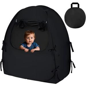 Akiky Blackout Tent Crib Pop Up Tent Mini Crib and Pack N Play Tent Travel Crib Tent,Blackout Canopy Crib Cover, Sleep Pod for Kids Toddler Baby