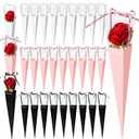 Gueevin 60 Pcs Flower Bags for Bouquets Single Rose Sleeves for Flowers DIY Packaging Bouquet Holder Wrapping Gift Bags for Valentines Day Wedding Birthday Gift(Romantic Color)