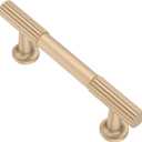 Alzassbg Cabinet Pulls, Champagne Copper, Ridged Bar Handles, 3 Inch(76mm) Hole Centers, Kitchen Handles for cabinets, 10 Pack, AL3095SCG
