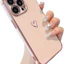 ZTOFERA Designed for iPhone 13 Pro Max Case 6.7 inch,Cute Plating Edge Love Hearts Pattern with Camera Lens Protection Phone Cover for Girls Women,Pink