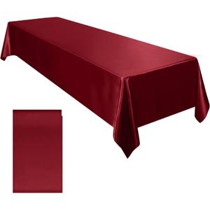Ruisita Satin Party Tablecloth Table Cover 58 x 102 Inches Wedding Rectangle Bright Silk Tablecloth Smooth Fabric Table Decor for Wedding Banquet Decoration, Burgundy