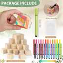Wookidel Baby Shower Games Sign Kit with 50 Blank Wooden Baby Blocks, 24 Acrylic Paint Marker and Wooden Sign, Blocks for Baby Shower, Gender Reveals Party(Green)