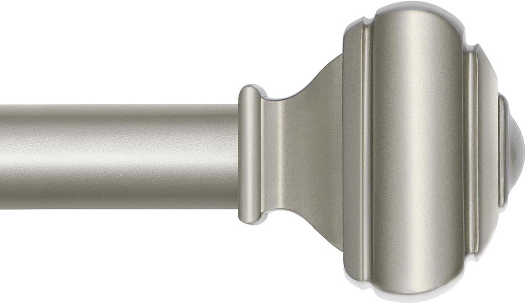 Antique Silver Curtain Rod 32 to 58 Inch(2.6 to 4.8 ft) with Brackets, USFOOK 7/8 Inch Splicing Single Curtain Rods for Windows 20 to 54 In, Adjustable Decorative Curtain Pole with Square Finials