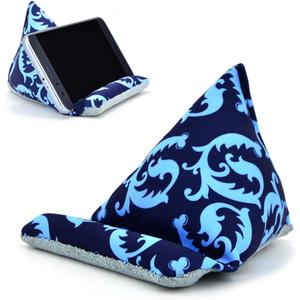 Phone Holder for Desk Phone Pillow Stand for iPhone 15 16 pro, Handmade Fabric Phone Stands Bean Bag Phone Holder for iPhone 13 (Blue)