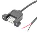 4Pcs USB A Female to 2 Pin Bare Wire 30CM, 5V/3A USB Female Socket 2 Pin Pigtail Open End Power 22AWG Cable with Mounting Screws, for Installed or Replace Repair DIY Cable