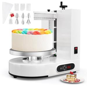 PYY Electric Cake Decorating Machine - 4-12 Inch Automatic Cream Spreading, 60-320 RPM with Graduated Scrapers, for Home, Baking Studio,and Commercial Kitchen, White