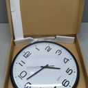 Plumeet 16'' Extra Large Wall Clock, Battery Operated Wall Clocks Silent Non-Ticking Quartz, Modern Style Suitable for Bedroom Living Room Office Decor - 3D Numbers Display, Black (White)