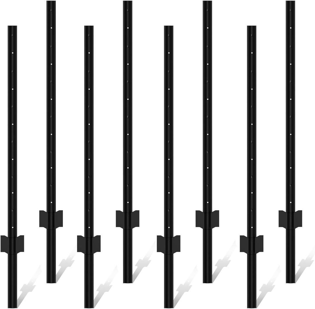 XYADA Fence Posts Sturdy Duty Metal Fence Post,U Post for Fencing in Garden Yard and Outdoor Wire (4FT- 8 Pack)