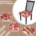 Stretch Dining Chair Seat Covers Set of 6,Dining Chair Slipcovers, Floral Printed Chair Covers,Soft Fabric Washable Upholstered Chair Seat Protector, No Rear Covers for Home Kitchen Dining Room (Redflame Flowers)